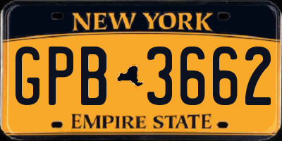 NY license plate GPB3662