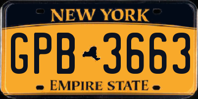 NY license plate GPB3663