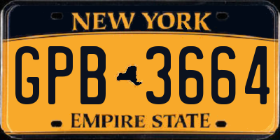 NY license plate GPB3664