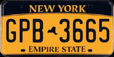 NY license plate GPB3665