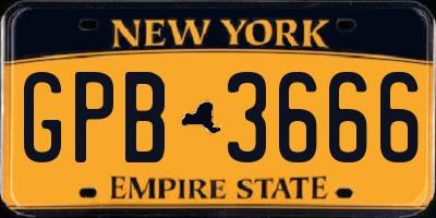 NY license plate GPB3666