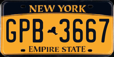 NY license plate GPB3667