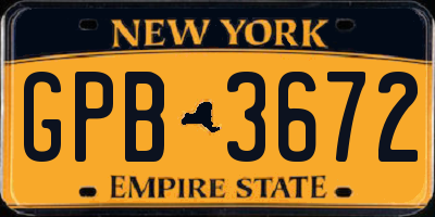 NY license plate GPB3672