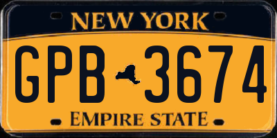 NY license plate GPB3674
