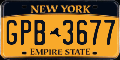 NY license plate GPB3677