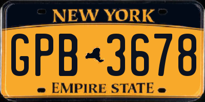 NY license plate GPB3678