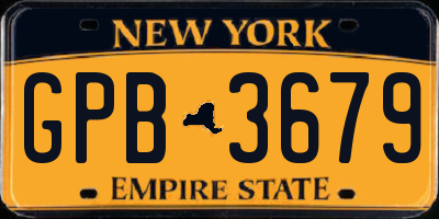 NY license plate GPB3679