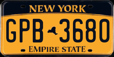 NY license plate GPB3680