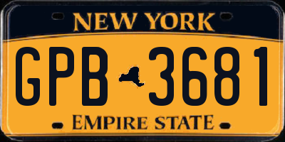 NY license plate GPB3681