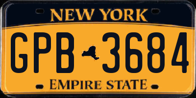 NY license plate GPB3684
