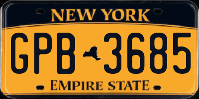 NY license plate GPB3685