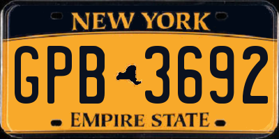 NY license plate GPB3692