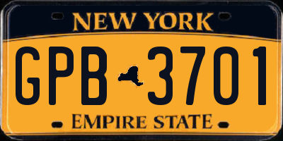NY license plate GPB3701