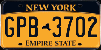 NY license plate GPB3702