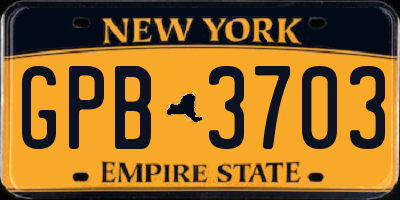 NY license plate GPB3703