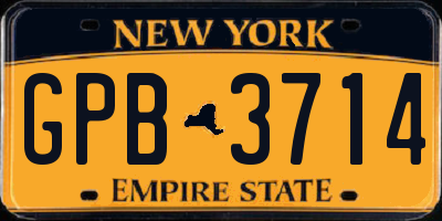 NY license plate GPB3714