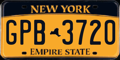 NY license plate GPB3720