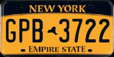 NY license plate GPB3722