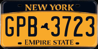 NY license plate GPB3723