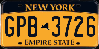NY license plate GPB3726