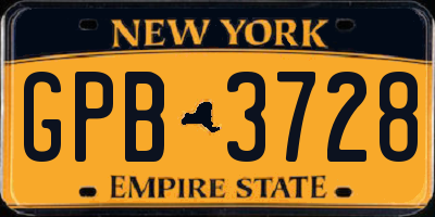NY license plate GPB3728