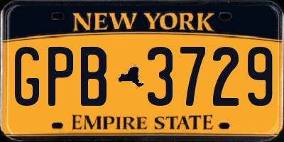 NY license plate GPB3729