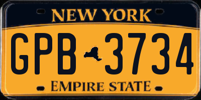 NY license plate GPB3734