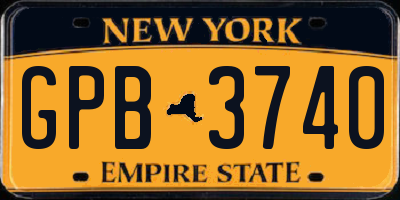 NY license plate GPB3740