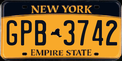 NY license plate GPB3742