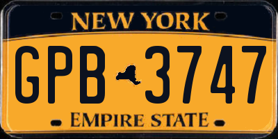 NY license plate GPB3747