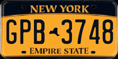 NY license plate GPB3748