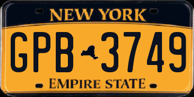 NY license plate GPB3749