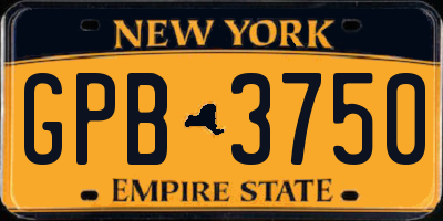 NY license plate GPB3750