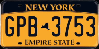 NY license plate GPB3753