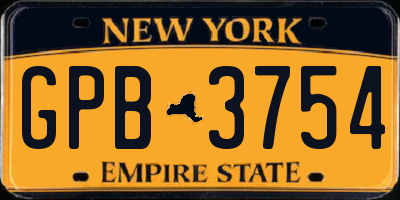 NY license plate GPB3754