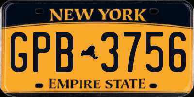 NY license plate GPB3756