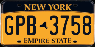 NY license plate GPB3758