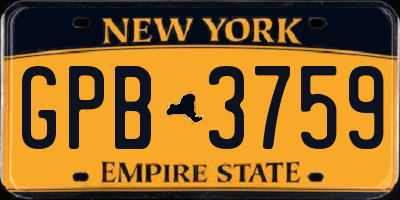 NY license plate GPB3759