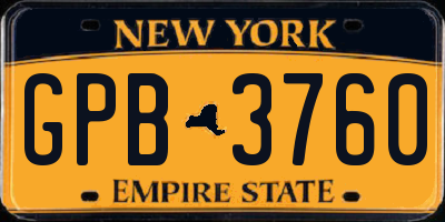NY license plate GPB3760