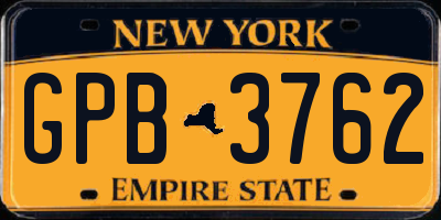 NY license plate GPB3762