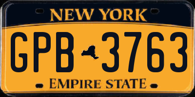 NY license plate GPB3763