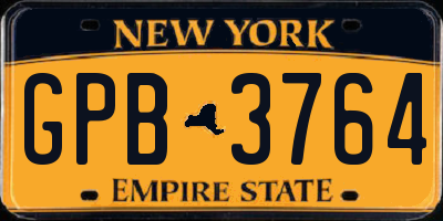 NY license plate GPB3764