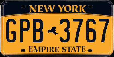 NY license plate GPB3767