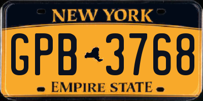 NY license plate GPB3768