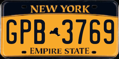 NY license plate GPB3769