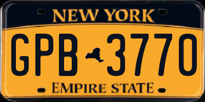 NY license plate GPB3770