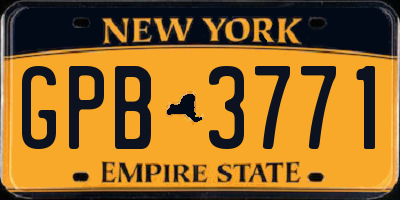 NY license plate GPB3771
