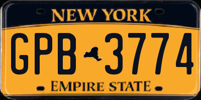NY license plate GPB3774