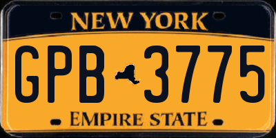 NY license plate GPB3775