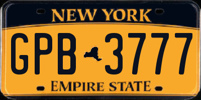 NY license plate GPB3777